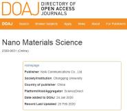 Nano Materials Science翪ŴȡڿĿ¼DOAJ¼